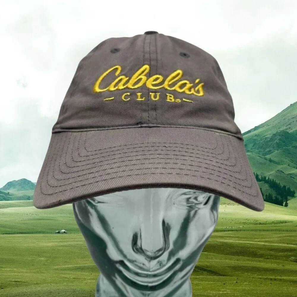 Cabela's Club  Baseball Cap Gray Yellow Strapback Embroidered One‎ Size UNISEX